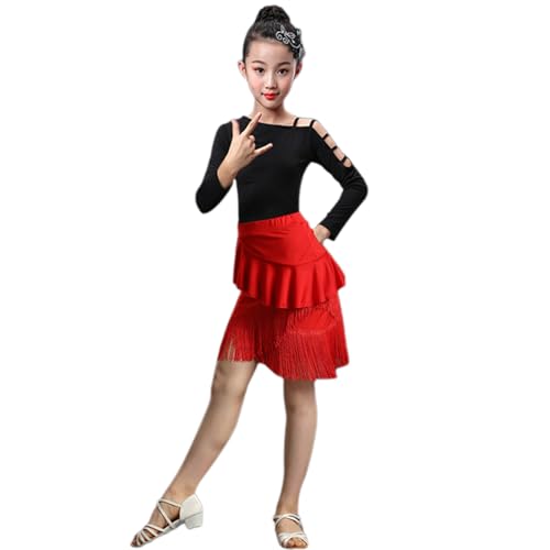 HWBZSZY] レオタードラッフルヘムフリンジパーティースカートラテン